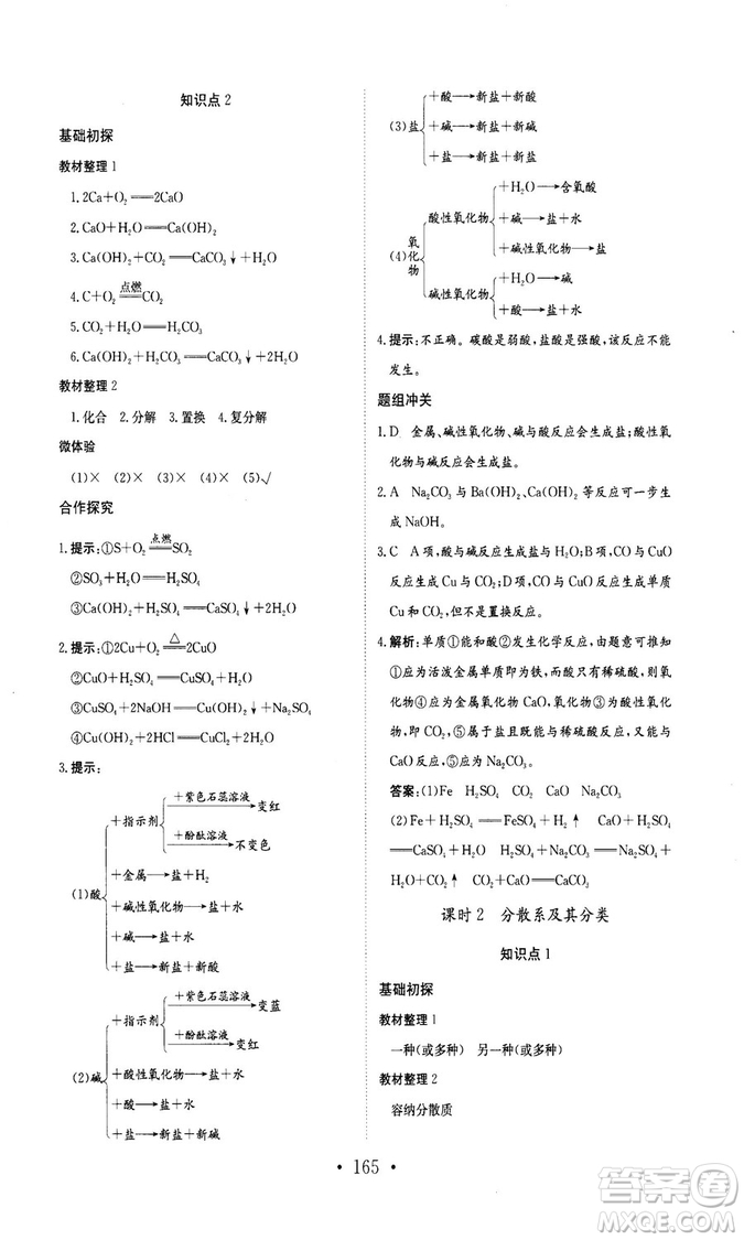 新編高中同步作業(yè)2018秋化學(xué)必修1人教版答案