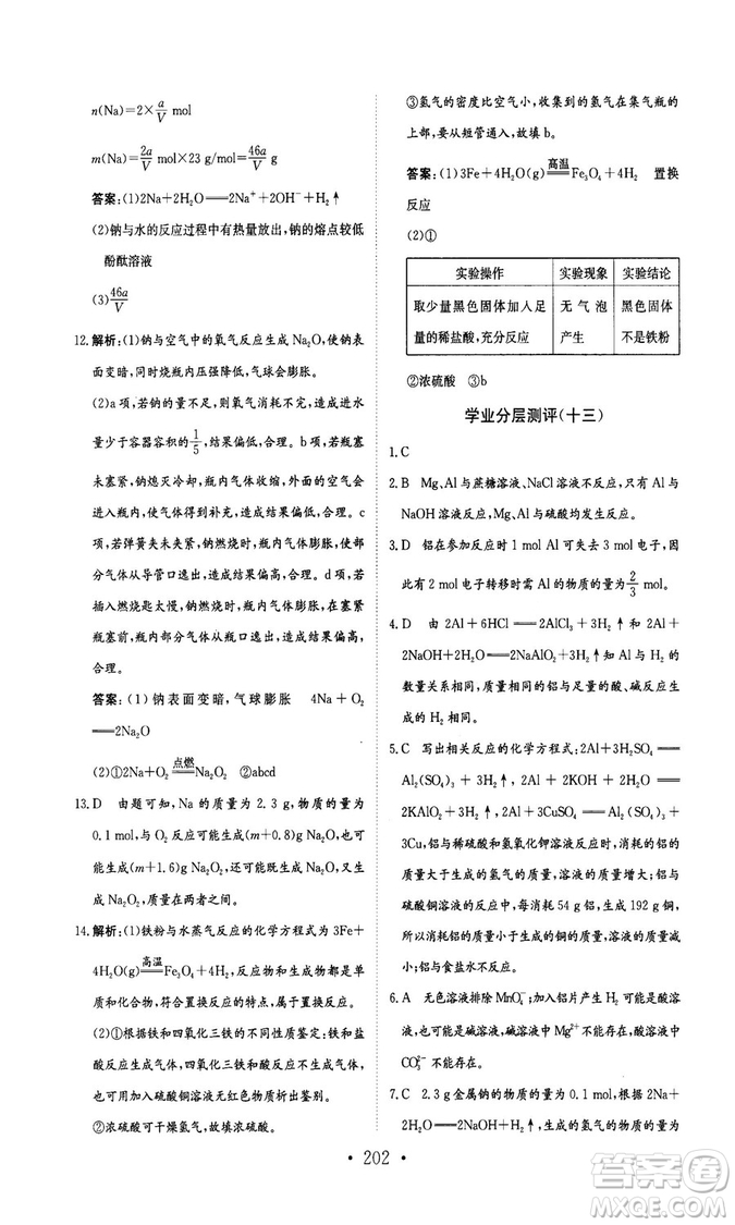 新編高中同步作業(yè)2018秋化學(xué)必修1人教版答案