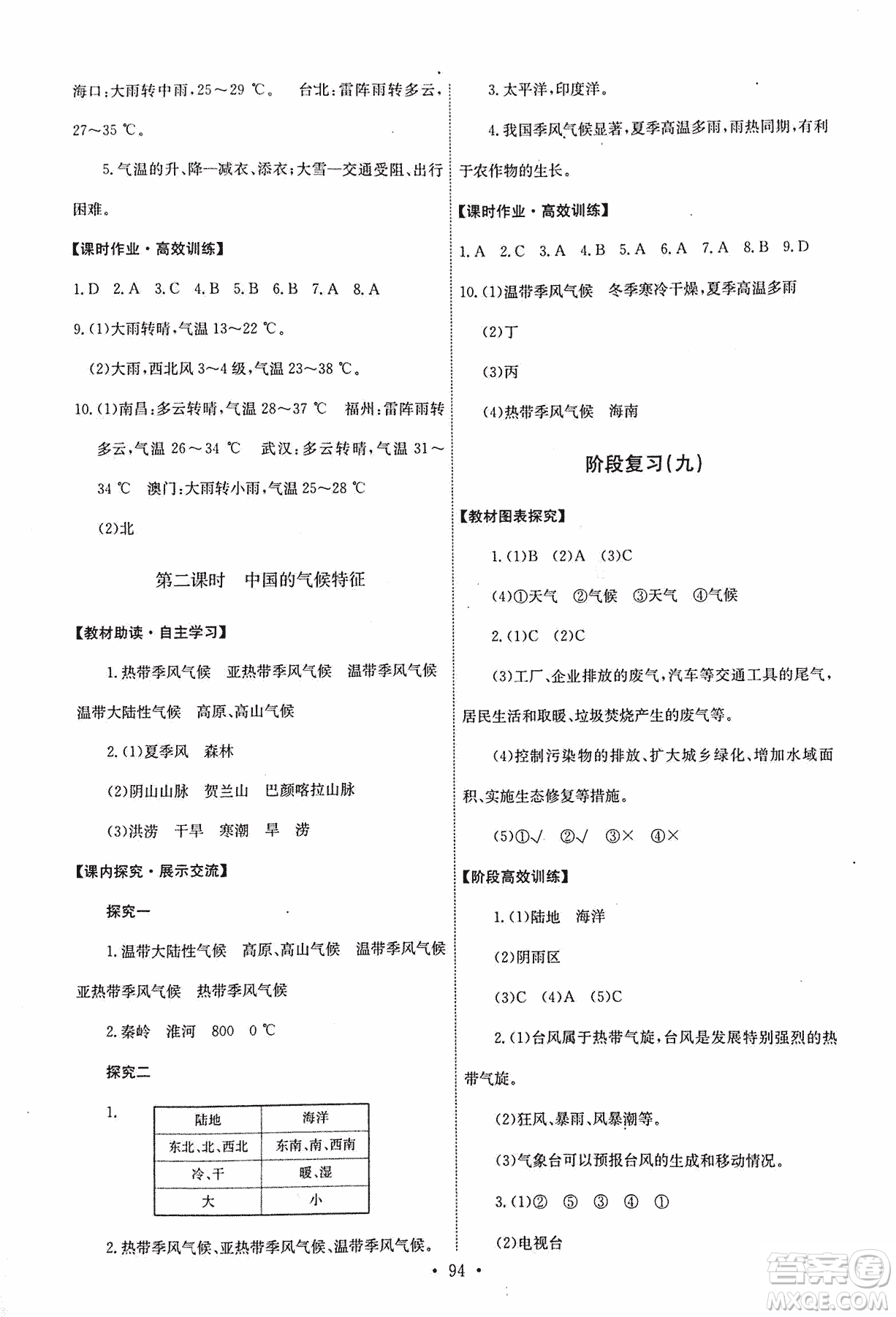 9787503187209能力培養(yǎng)與測(cè)試地理七年級(jí)上冊(cè)中圖版答案