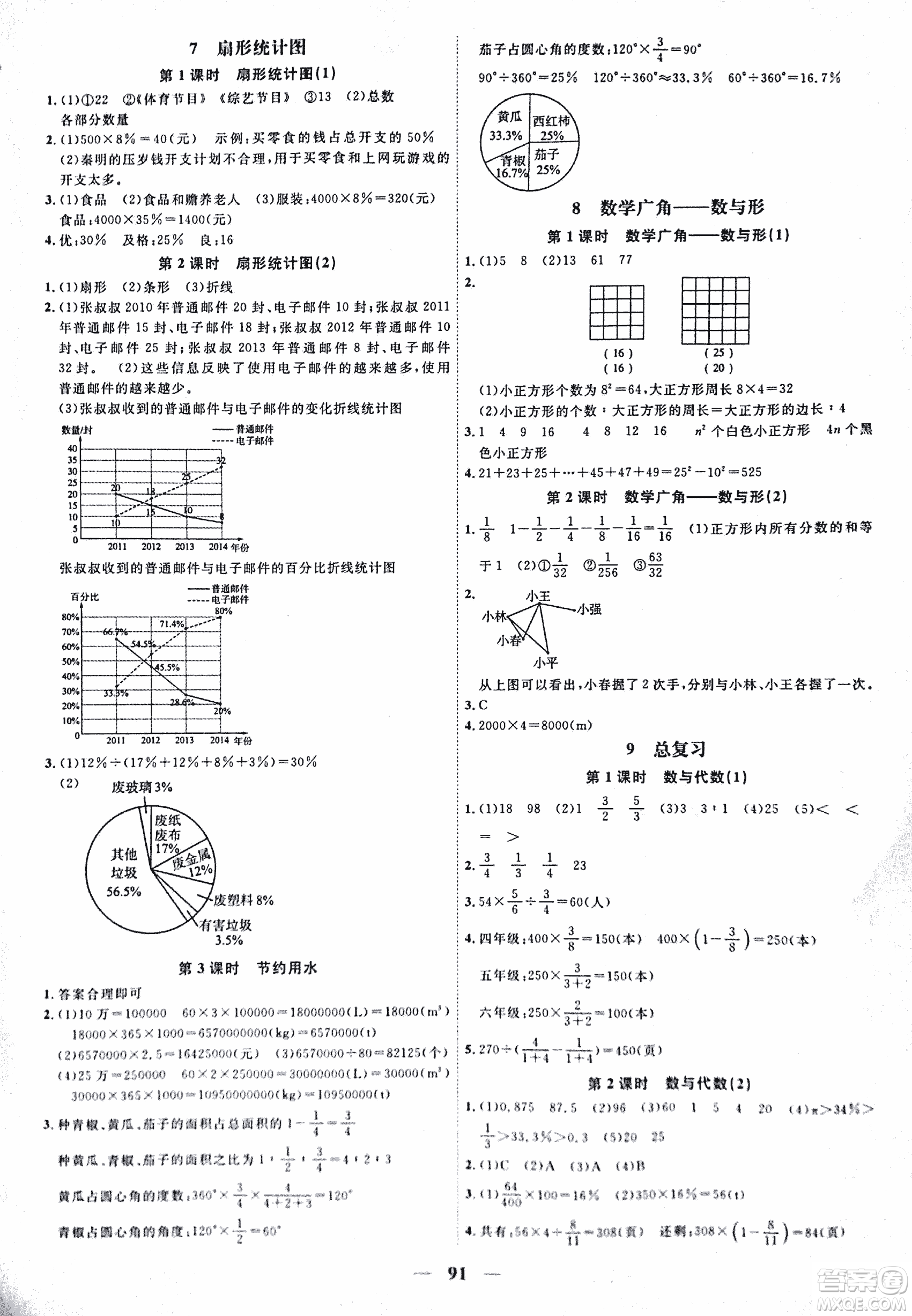 浙江之星2018課時(shí)優(yōu)化訓(xùn)練數(shù)學(xué)六年級(jí)上人教版參考答案