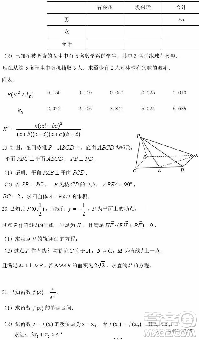 2019屆濟南外國語學(xué)校高三二模數(shù)學(xué)文科試題及答案