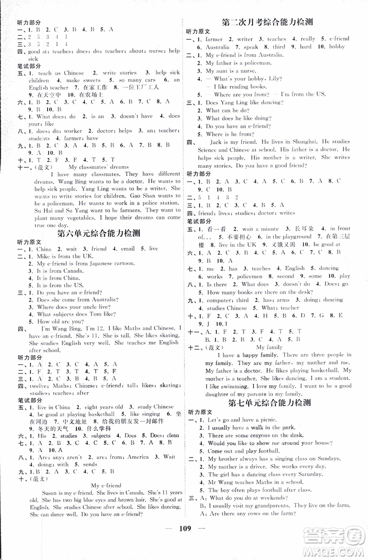 2018版YL譯林版陽(yáng)光同學(xué)課時(shí)優(yōu)化作業(yè)五年級(jí)上冊(cè)英語(yǔ)同步訓(xùn)練參考答案