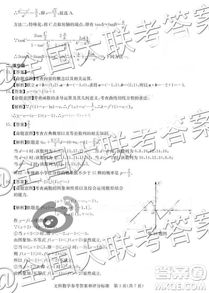 華大新高考聯(lián)盟2019屆高三11月教學(xué)質(zhì)量測(cè)評(píng)文數(shù)答案