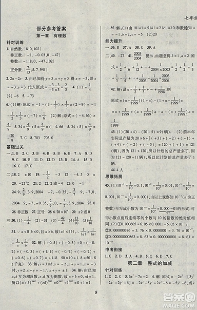 2019復(fù)習(xí)大本營期末假期復(fù)習(xí)一本通七年級(jí)數(shù)學(xué)答案