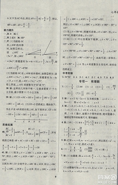 2019復(fù)習(xí)大本營期末假期復(fù)習(xí)一本通七年級(jí)數(shù)學(xué)答案