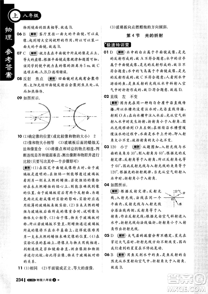 2018新版1+1輕巧奪冠課堂直播八年級上冊物理人教版答案
