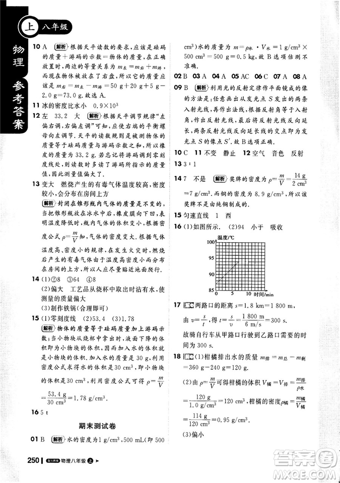2018新版1+1輕巧奪冠課堂直播八年級上冊物理人教版答案