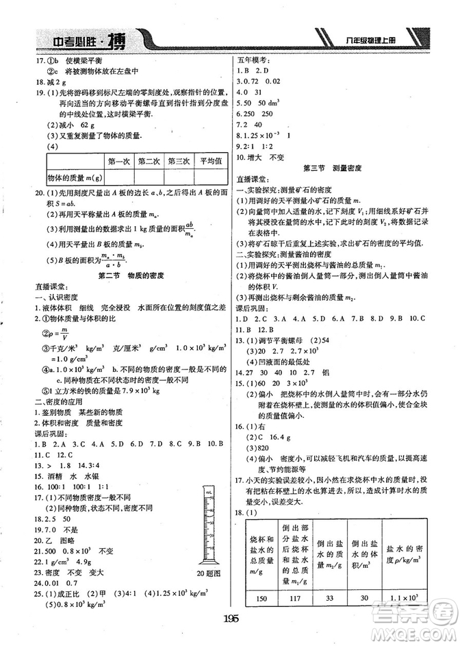 9787568803311中考必勝搏2018年八年級(jí)物理RJY版上冊(cè)答案