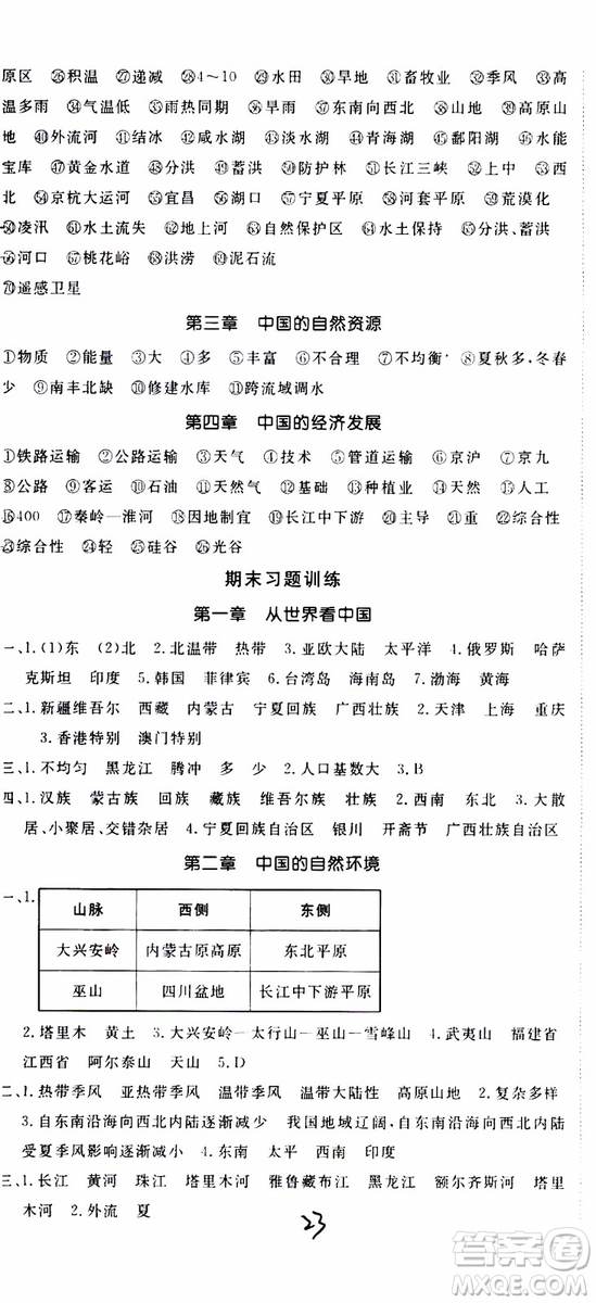 優(yōu)翼叢書2018年學(xué)練優(yōu)地理八年級(jí)上冊(cè)RJ人教版參考答案
