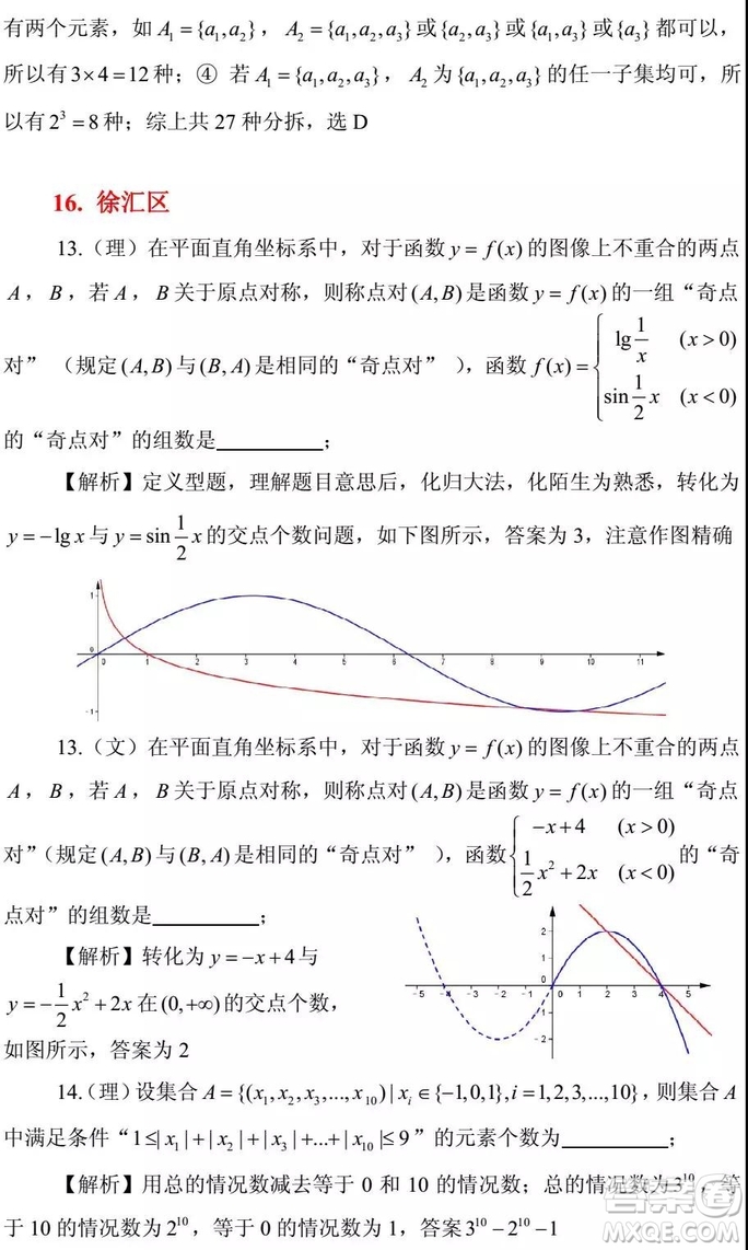 2015-2018年上海高三一模數(shù)學填選難題解析匯總
