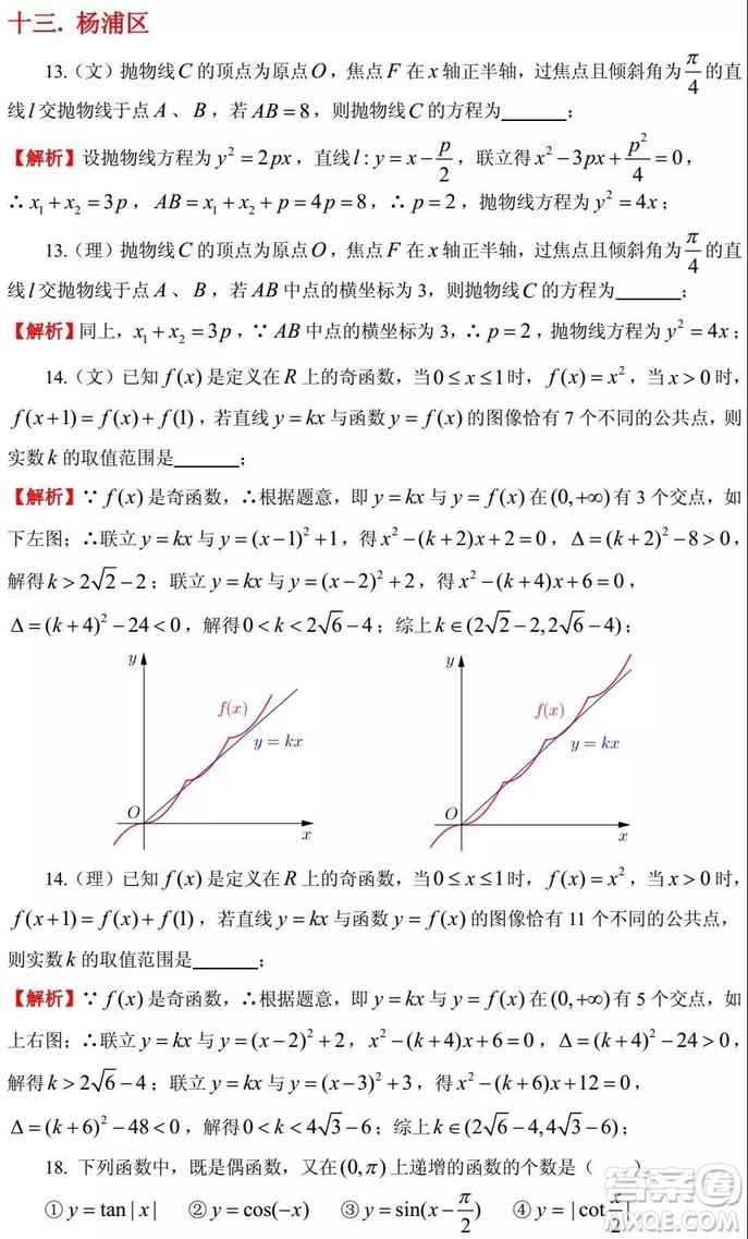 2015-2018年上海高三一模數(shù)學填選難題解析匯總