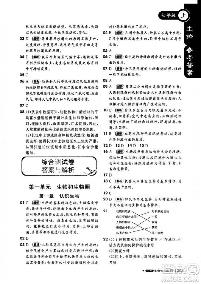 2019新版課堂直播七年級(jí)上冊(cè)生物一本會(huì)說(shuō)話的書人教版參考答案