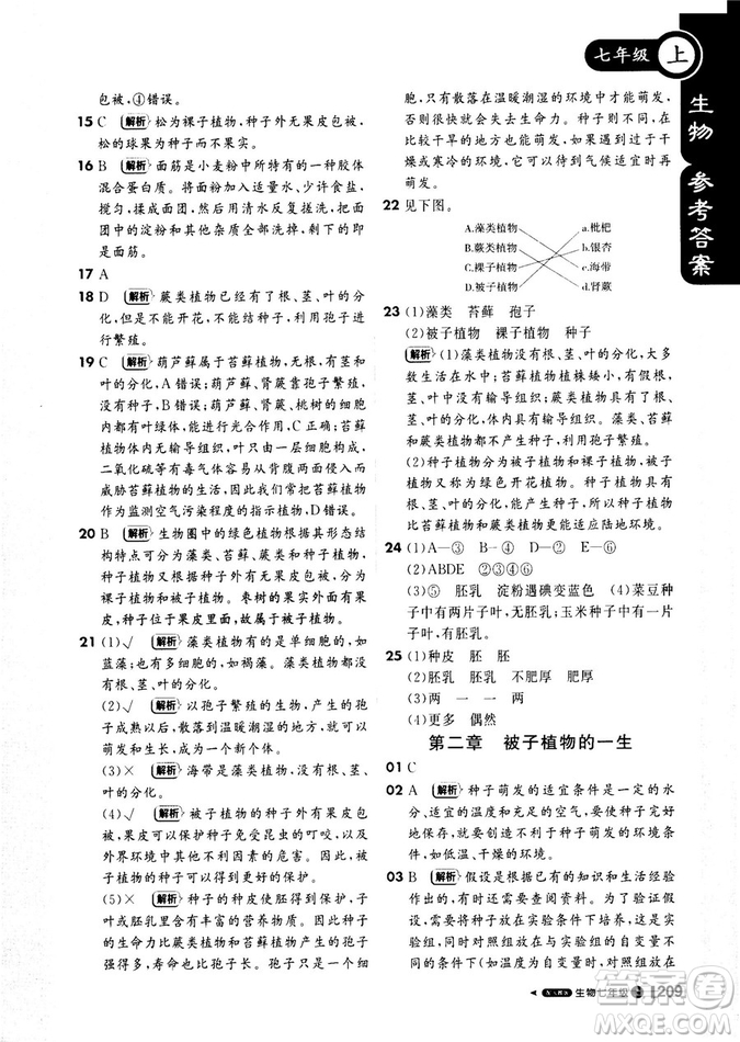 2019新版課堂直播七年級(jí)上冊(cè)生物一本會(huì)說(shuō)話的書人教版參考答案