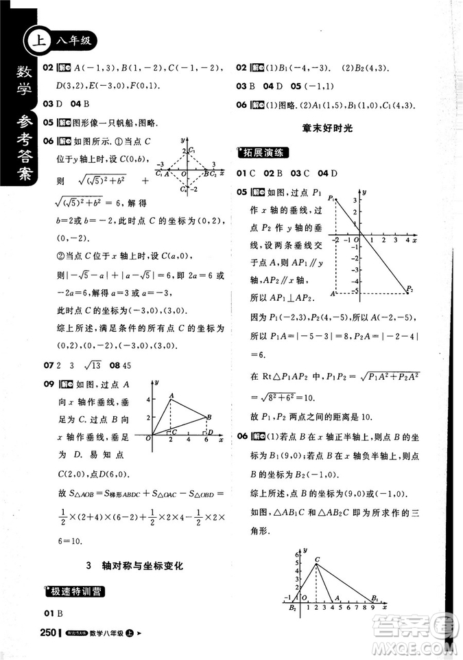 2019新版課堂直播八年級上數(shù)學北師大版BSD參考答案