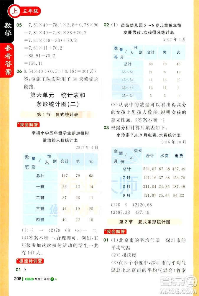 2018秋課堂直播五年級(jí)數(shù)學(xué)上冊(cè)江蘇版9787214794336參考答案