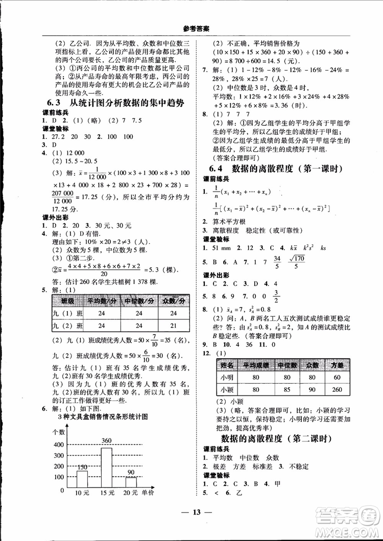 2018秋南粵學(xué)典學(xué)考精練數(shù)學(xué)八年級(jí)上冊(cè)配北師大版BS參考答案
