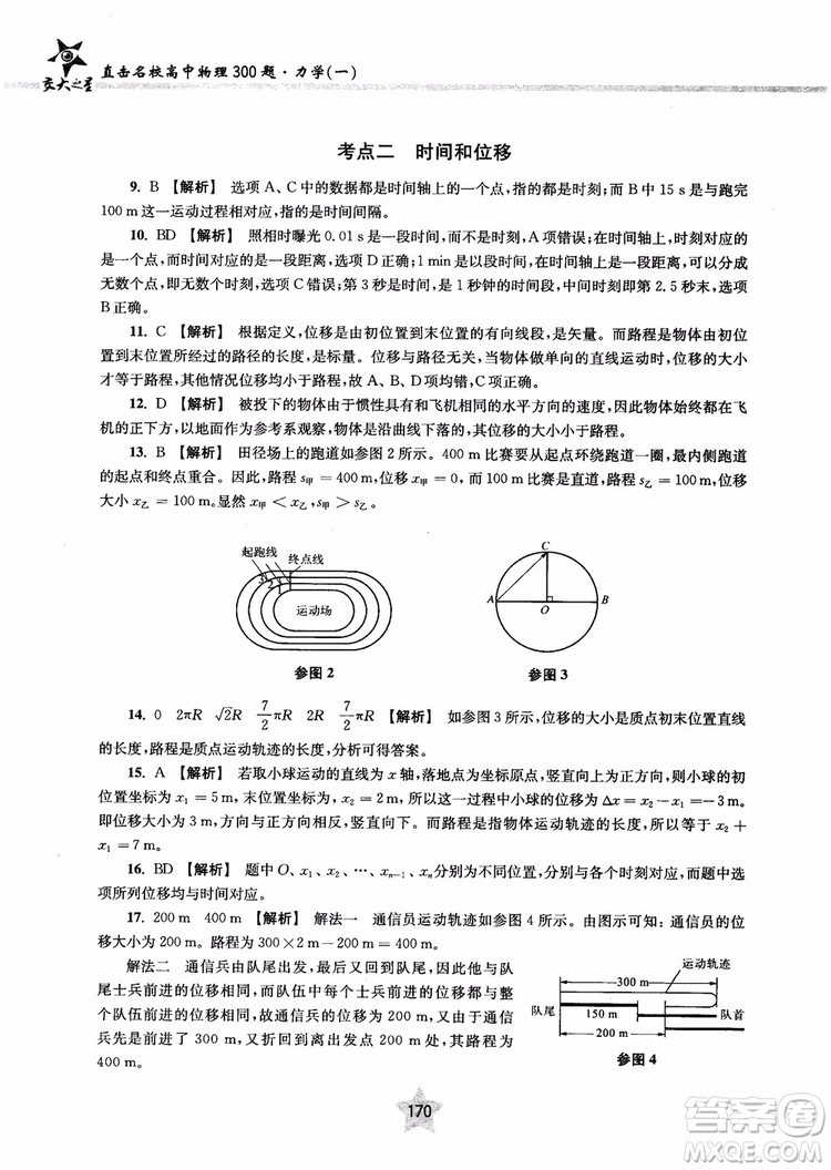 交大之星2019版直擊名校高中物理300題力學(xué)一參考答案
