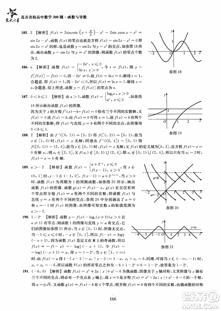 交大之星2018年直擊名校高中數(shù)學(xué)300題函數(shù)與導(dǎo)數(shù)專項集訓(xùn)參考答案