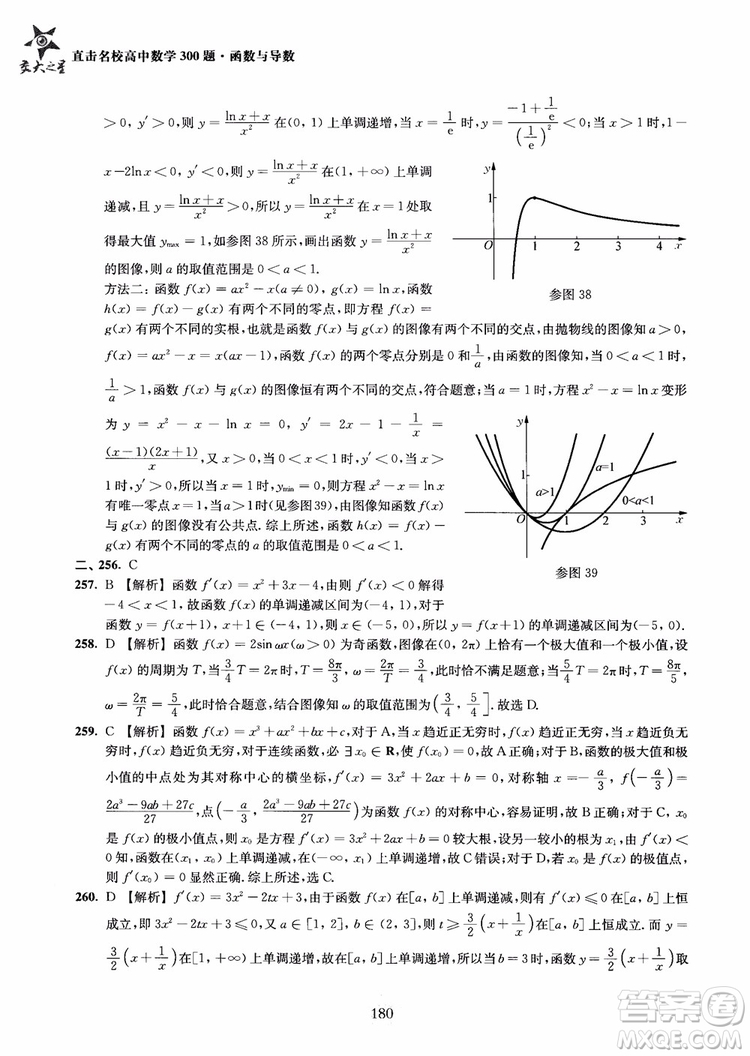 交大之星2018年直擊名校高中數(shù)學(xué)300題函數(shù)與導(dǎo)數(shù)專項集訓(xùn)參考答案
