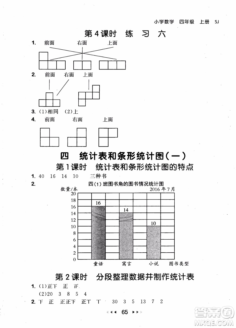 2018秋曲一線53隨堂測小學數(shù)學四年級上冊蘇教版SJ參考答案