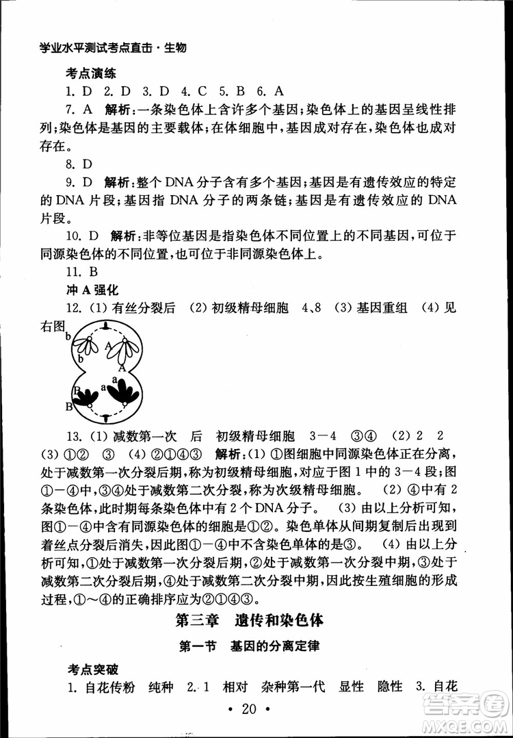 2019江蘇普通高中必修科目學(xué)業(yè)水平測(cè)試考點(diǎn)直擊生物SJ參考答案