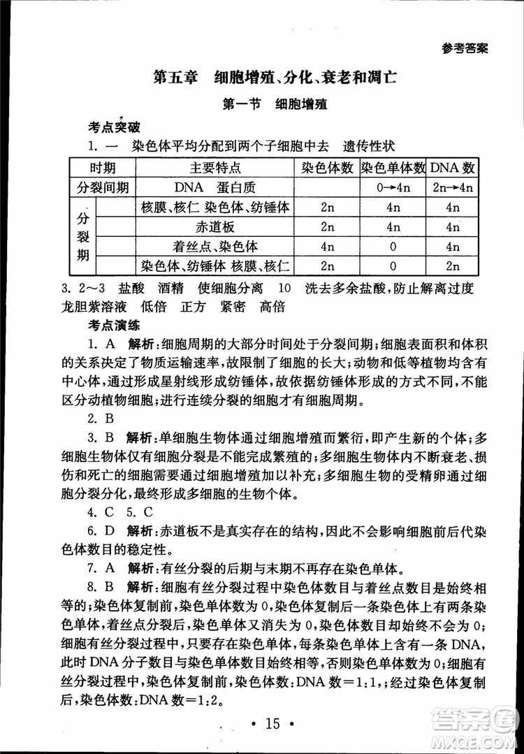2019江蘇普通高中必修科目學(xué)業(yè)水平測(cè)試考點(diǎn)直擊生物SJ參考答案