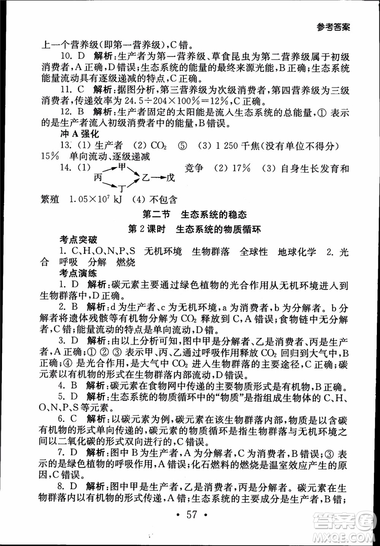 2019江蘇普通高中必修科目學(xué)業(yè)水平測(cè)試考點(diǎn)直擊生物SJ參考答案