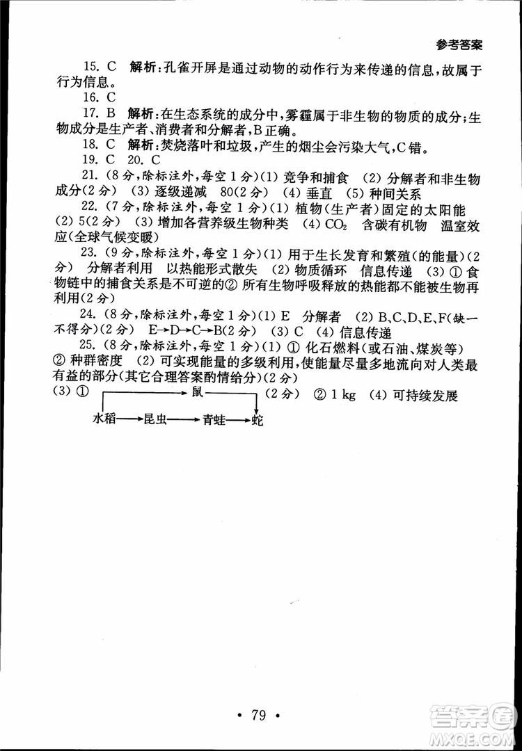 2019江蘇普通高中必修科目學(xué)業(yè)水平測(cè)試考點(diǎn)直擊生物SJ參考答案