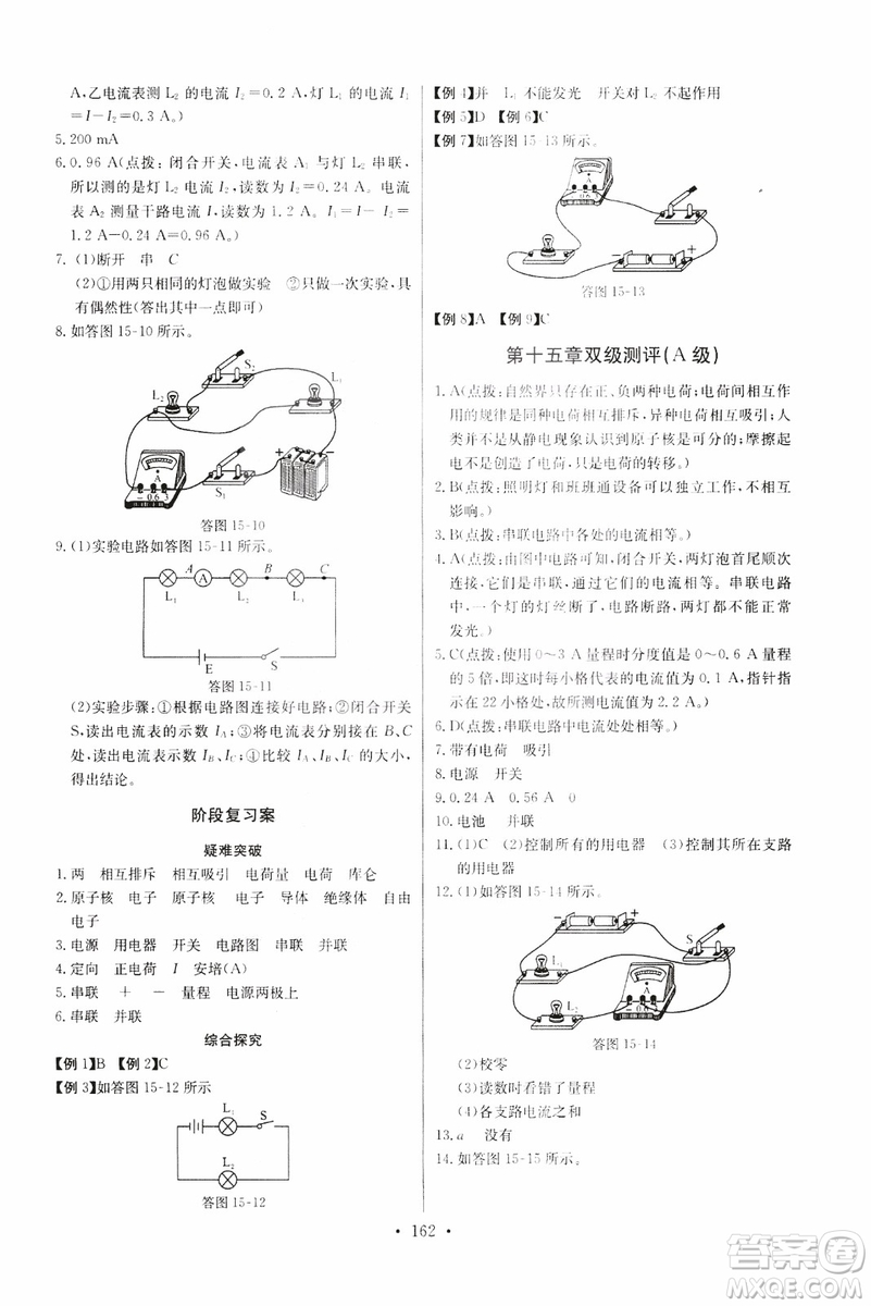 2018年物理九年級(jí)全一冊(cè)長(zhǎng)江全能學(xué)案同步練習(xí)冊(cè)人教版參考答案