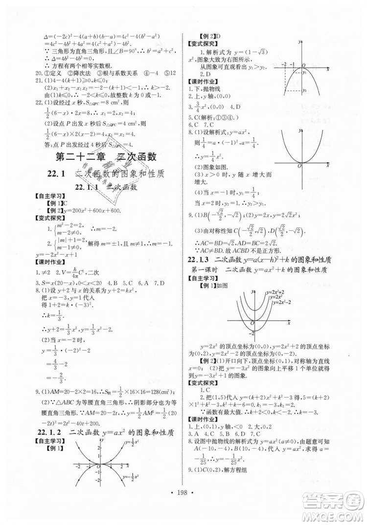 2018年長江全能學(xué)案同步練習(xí)冊九年級全一冊人教版參考答案