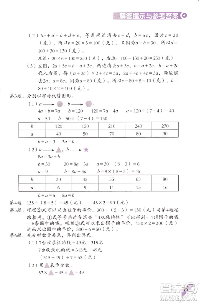 三年級(jí)上第5冊(cè)學(xué)數(shù)學(xué)長(zhǎng)智慧第二版參考答案