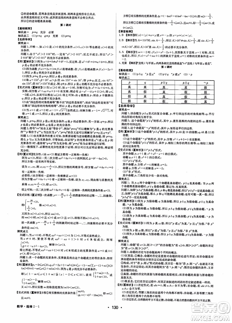 2018年系統(tǒng)集成高中新課程同步導(dǎo)學(xué)練測數(shù)學(xué)選修2-1參考答案
