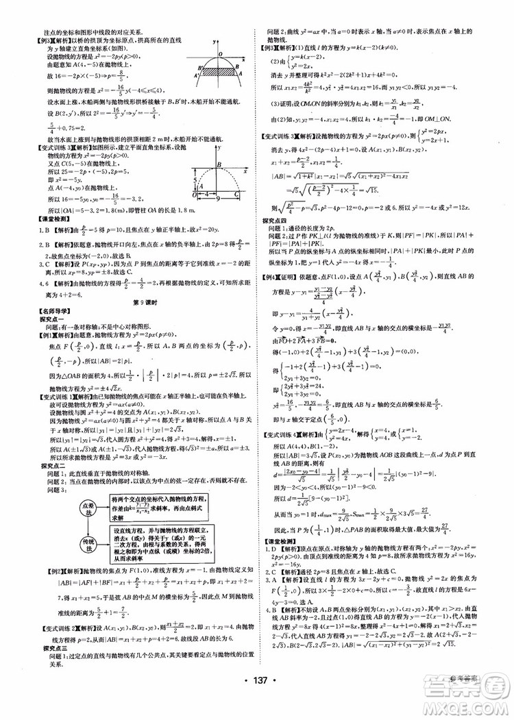 2018年系統(tǒng)集成高中新課程同步導(dǎo)學(xué)練測數(shù)學(xué)選修2-1參考答案