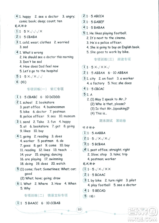 9787532898756小學(xué)英語2018秋六年級(jí)上冊(cè)金版人教版PEP金鑰匙試卷答案