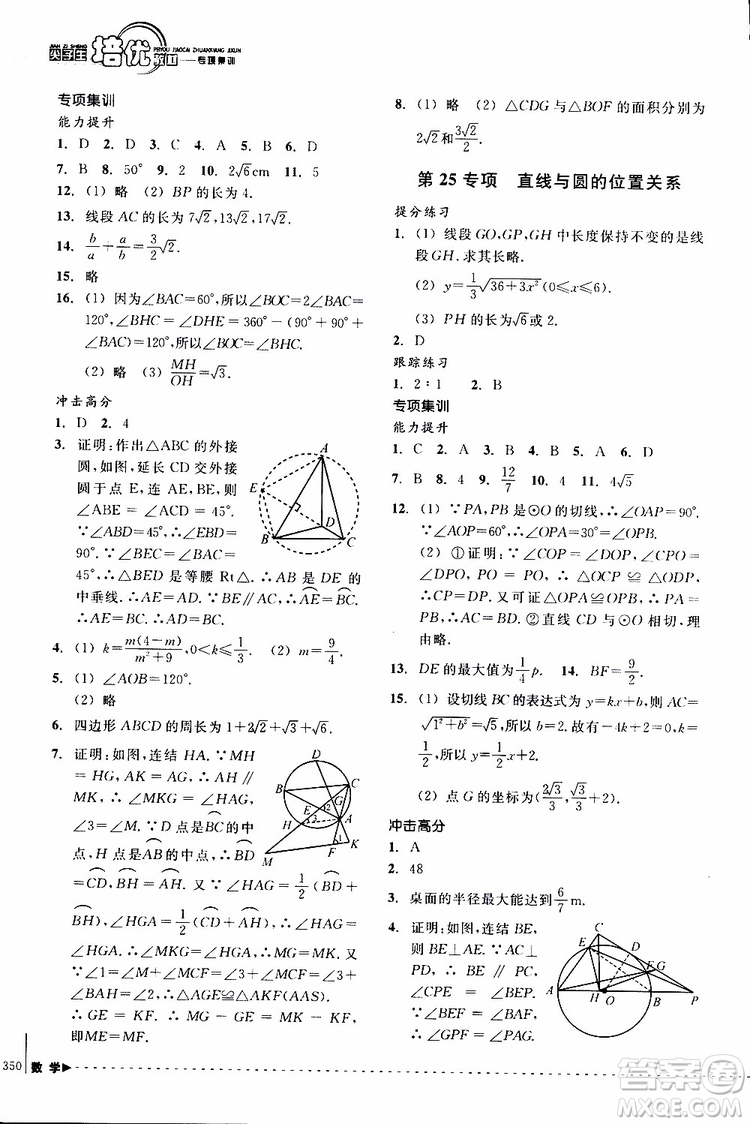 2018年尖子生培優(yōu)教材專項(xiàng)集訓(xùn)數(shù)學(xué)初中綜合版參考答案