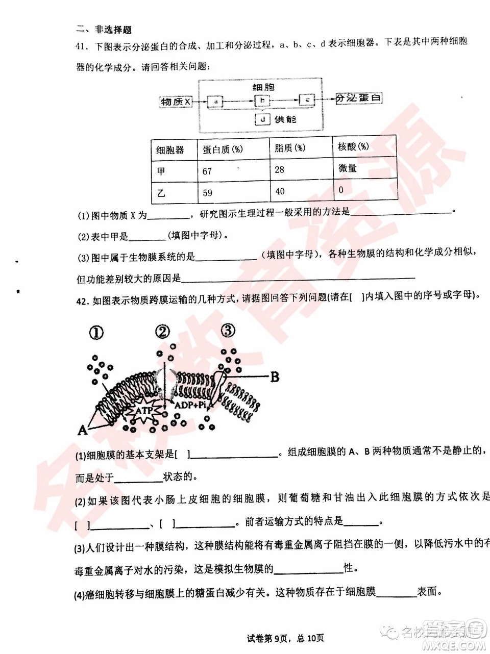 哈三中2018—2019年高一上第二次驗(yàn)收考試生物試卷及答案
