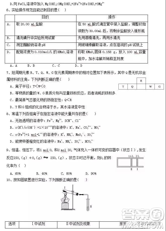 哈六中2019屆高三上學(xué)期12月月考理綜試卷及答案