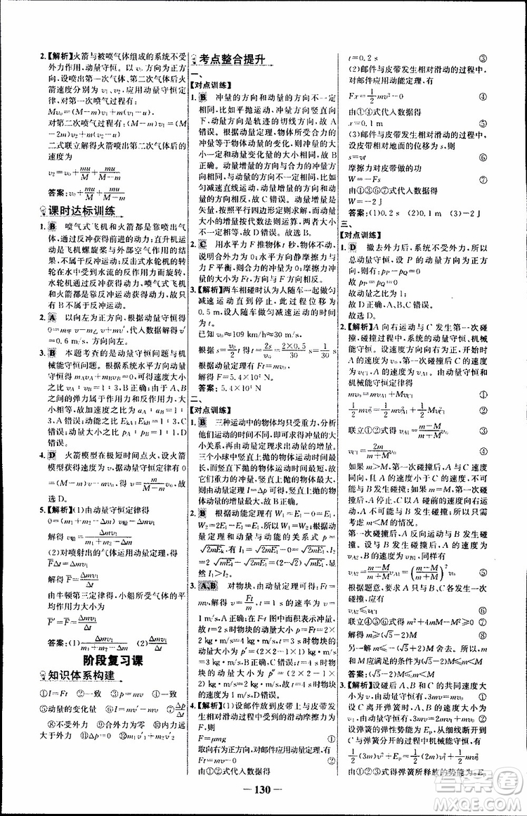 2018版人教版RJ世紀金榜課時講練通物理選修3-5參考答案