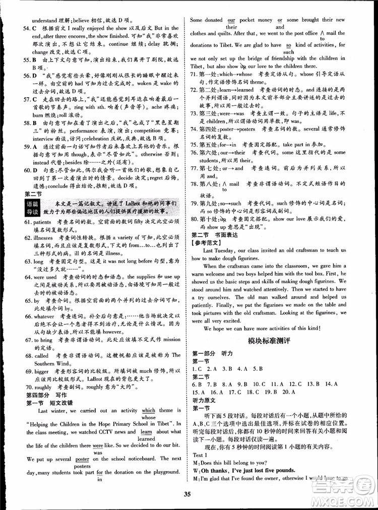 2018年王后雄設(shè)計狀元橋優(yōu)質(zhì)課堂高中英語必修5人教版參考答案