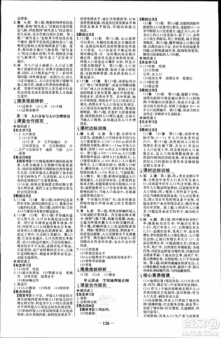 世紀(jì)金榜2018年課時(shí)講練通地理必修2魯教版LJ參考答案