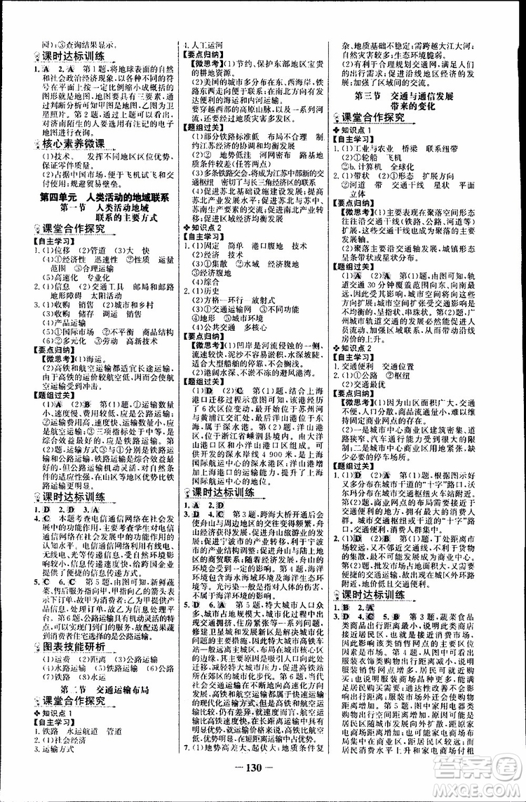 世紀(jì)金榜2018年課時(shí)講練通地理必修2魯教版LJ參考答案