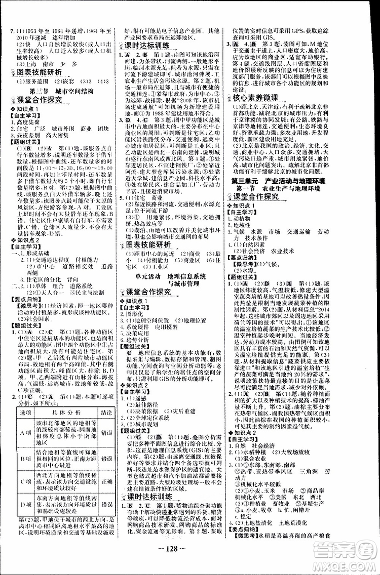 世紀(jì)金榜2018年課時(shí)講練通地理必修2魯教版LJ參考答案
