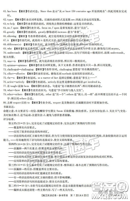 2019屆山西金太陽(yáng)百校聯(lián)考百千聯(lián)考英語(yǔ)參考答案