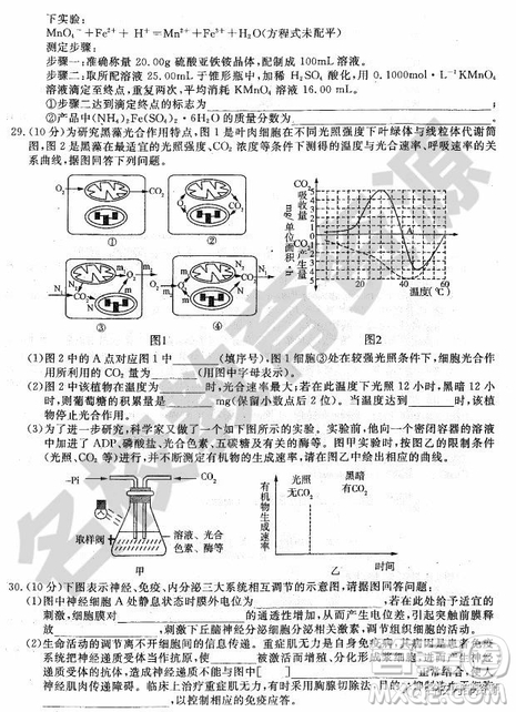 哈師大附中2018-2019學(xué)年度高三上期末考試?yán)砜凭C合試卷及答案