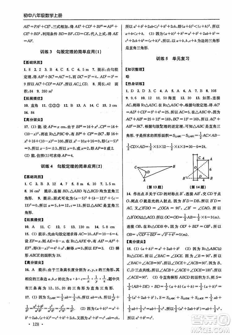 2018秋超能學(xué)典高分拔尖提優(yōu)訓(xùn)練初中八年級(jí)數(shù)學(xué)上冊(cè)新課標(biāo)江蘇版參考答案