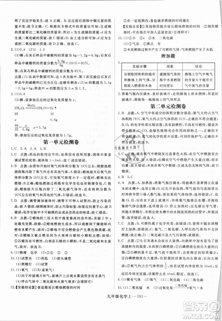 湖北專用2018學(xué)練優(yōu)優(yōu)翼叢書化學(xué)R人教版九年級上冊答案