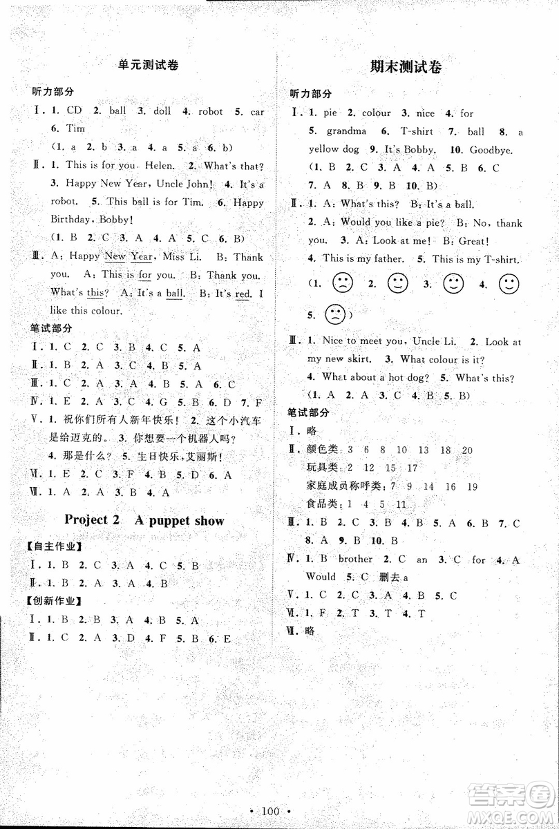 9787534663789超能學(xué)典2018年秋高分拔尖課時作業(yè)小學(xué)英語三年級上冊江蘇版參考答案