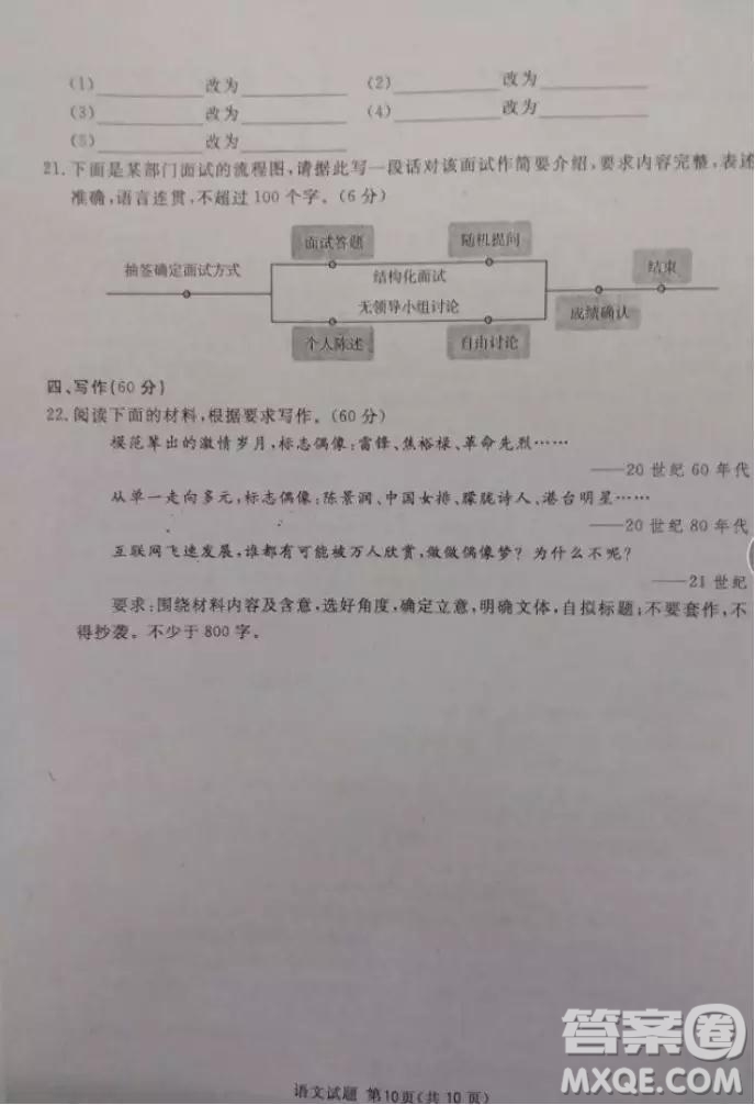 2019四川省眉山、遂寧、廣安、內(nèi)江四市聯(lián)考語文試題及答案