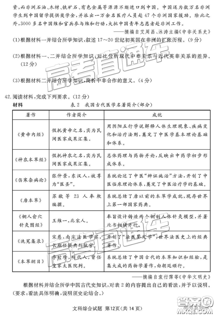 2019四川省眉山、遂寧、廣安、內(nèi)江四市聯(lián)考文綜試題及參考答案