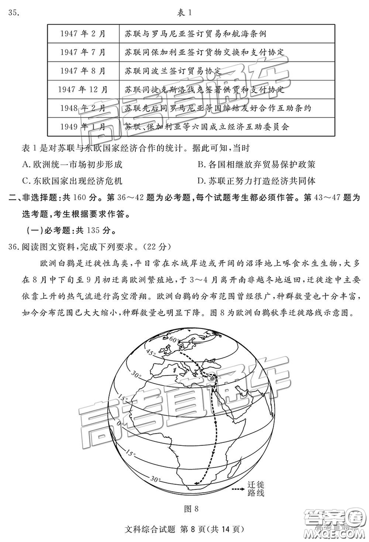 2019四川省眉山、遂寧、廣安、內(nèi)江四市聯(lián)考文綜試題及參考答案